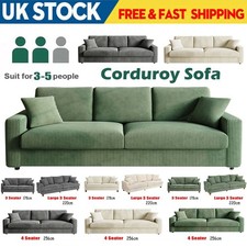 3/4 Seater Corduroy Sofa Jumbo Cord Modern Sofa Couch Seats with 2 Pillows Soft