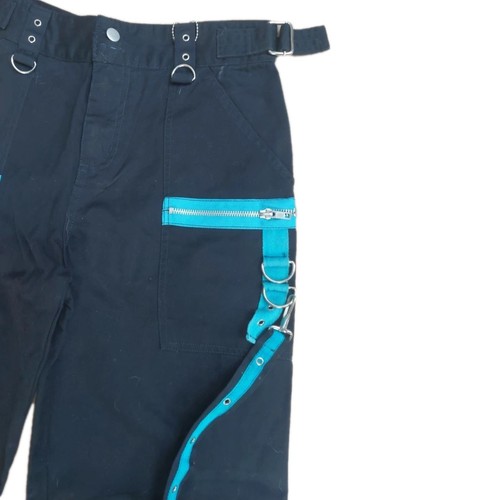 Punk Gothic Hose Damen. Rave Techno Schnallen, Reißverschlüsse Blau Schw. Gr 30 - Bild 2 von 8