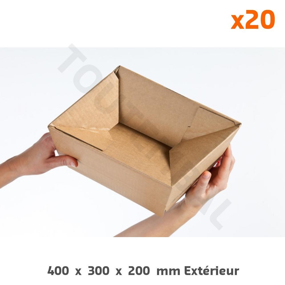Caisse double cannelure 400x300x200mm à fond semi automatique Kraft brun