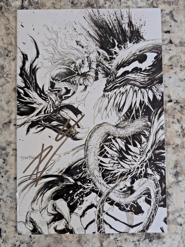 VENOM #28, Tyler Kirkham B&W sketch virgin variant SIGNED Donnie Cates, NM, COA