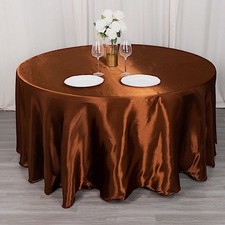 Cinnamon Brown 120" ROUND Satin TABLECLOTH Wedding Party Home Kitchen Tabletop