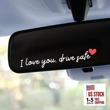 3X I Love You Drive Safe Mirror Sticker, Cute Car I Love You Drive Safe White