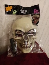 ☠️ Light-Up Skeleton Face Mask With Purple X -Lights ♒ Party's, Cosplay Etc. 🛸