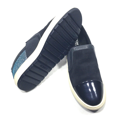 GEOX Halbschuhe Damen Schwarz Lackleder Plateau Slipper Respir Italienisch 5,5 - Bild 2 von 6