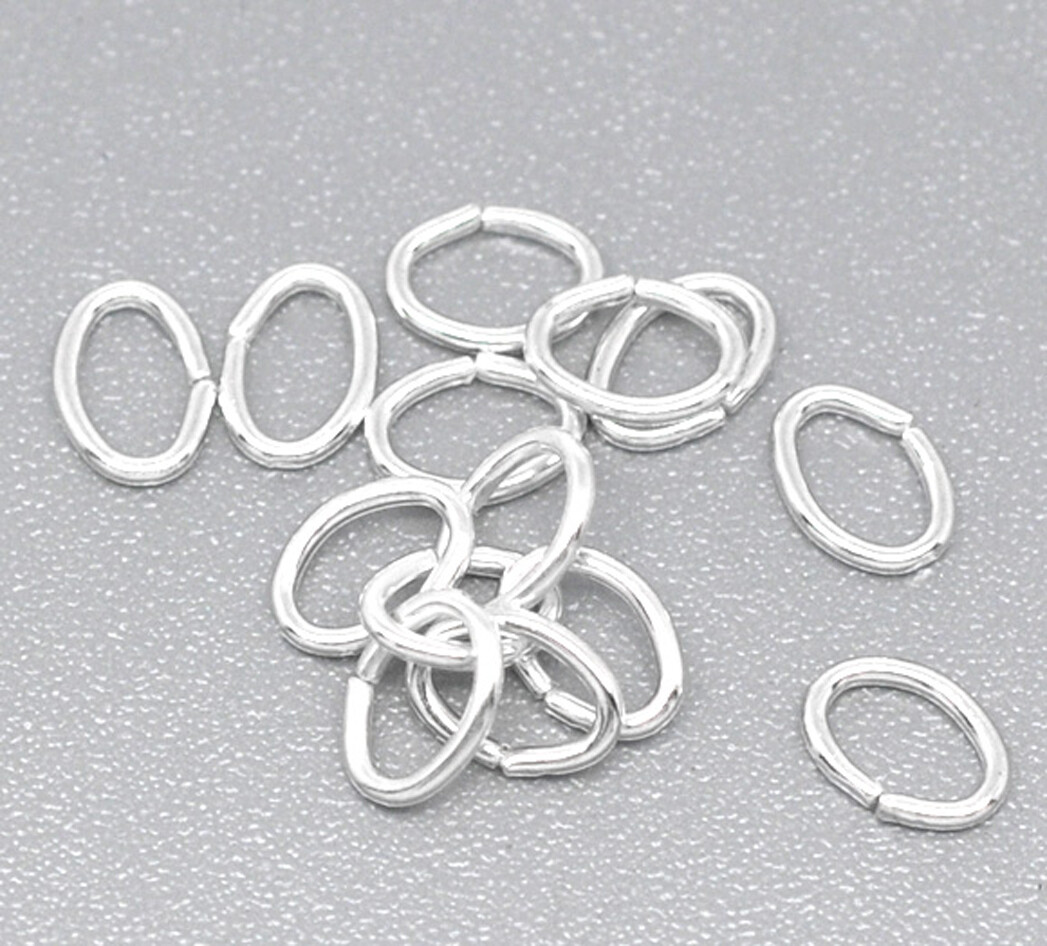 Open Oval Jump Rings - Silver Plated - 5.5mm x 4mm - Pack of 100