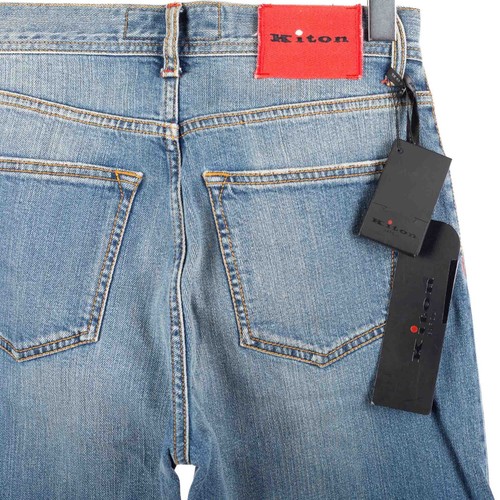 NWT KITON NAPOLI Pants Blue Cotton SELVEDGE US:31 EU:47 Fit 29 Denim Jeans - Picture 4 of 9