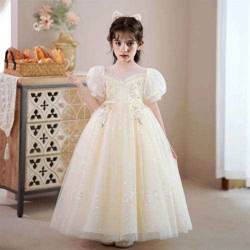 Kid Long Gown Piano Costume Baby Girl Evening Party Princess Dress Girl Dress - Picture 2 of 14
