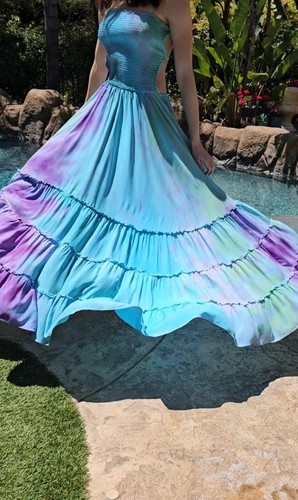 Maxi Vestido Maya Antonia Pintado a Mano Tropical Resort Algodón Sirena-Espalda Abierta - Imagen 11 de 21