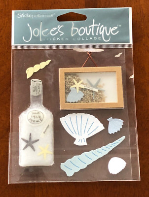 Jolee's Boutique ''BEACH~SHORE''  3-D Scrapbook Stickers ~7 Pieces~SHELLS~Bottle