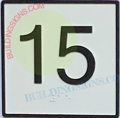 Elevator Floor Number 15 Sign- Elevator JAMB Plate Floor 15 Sign-REF24-1027