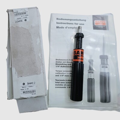 NEW Bahco Torque Screwdriver 1/4 Inch, External Square, 20-120CNM, 6976AN