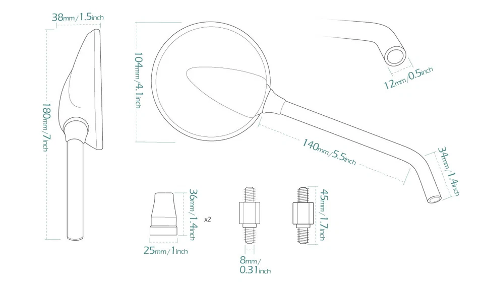 Espejos retrovisores Magazi acero roundie rojo 8mm se adapta a Honda CL72 CL77 CL90 CL100 CL125 Foto 2 de 4