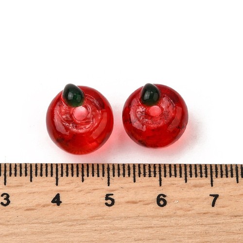 30pcs Handmade Lampwork Glass Beads Red Apple Crystal Loose Beads for DIY - Picture 3 of 3