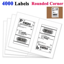 Round Corner Shipping Labels 8.5x5.5 4000 Half Sheets Self Adhesive 2 Per Sheet