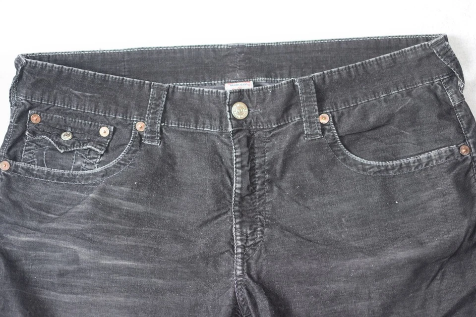 Pantalones cortos de pana Ricky True Religion para hombre negros talla 38 bolsillos con solapa con solapa Foto 2 de 4