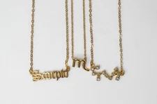 Gold Chain 3pcs Zodiac Sign Scorpio Pendant Women Necklace Astrology Jewelry