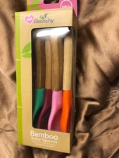 NEW Avanchy Modern-Baby Bamboo and Silicone Baby Spoon Set 5-Pack 6mo+