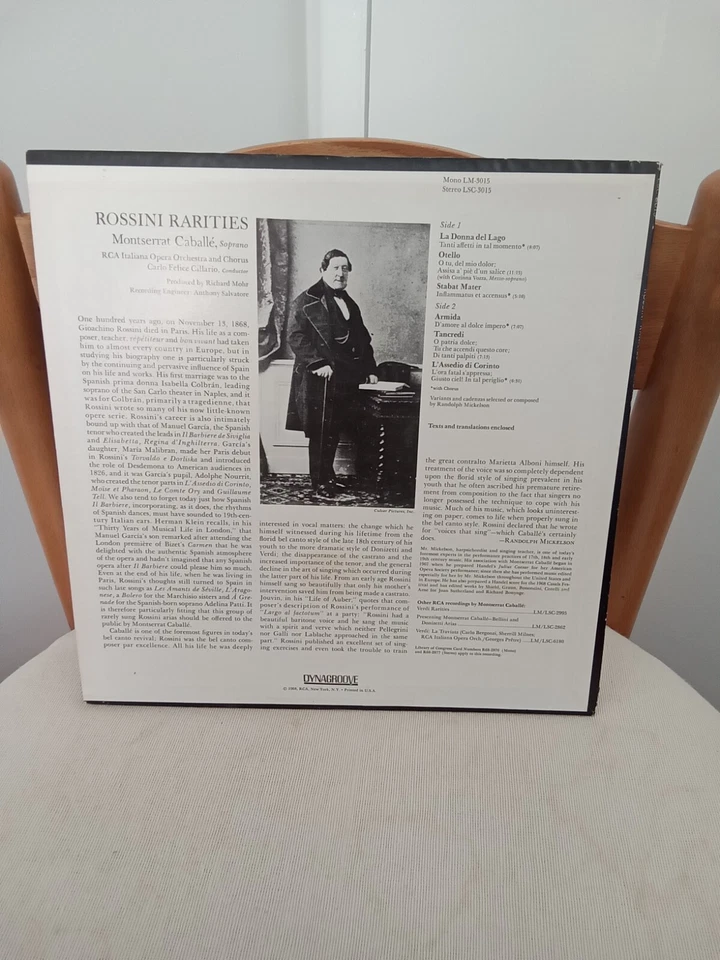 CABALLE - ROSSINI RARITIES RCA VICTOR RED SEAL STEREO DEEP GROOVE LP - Image 3 of 4