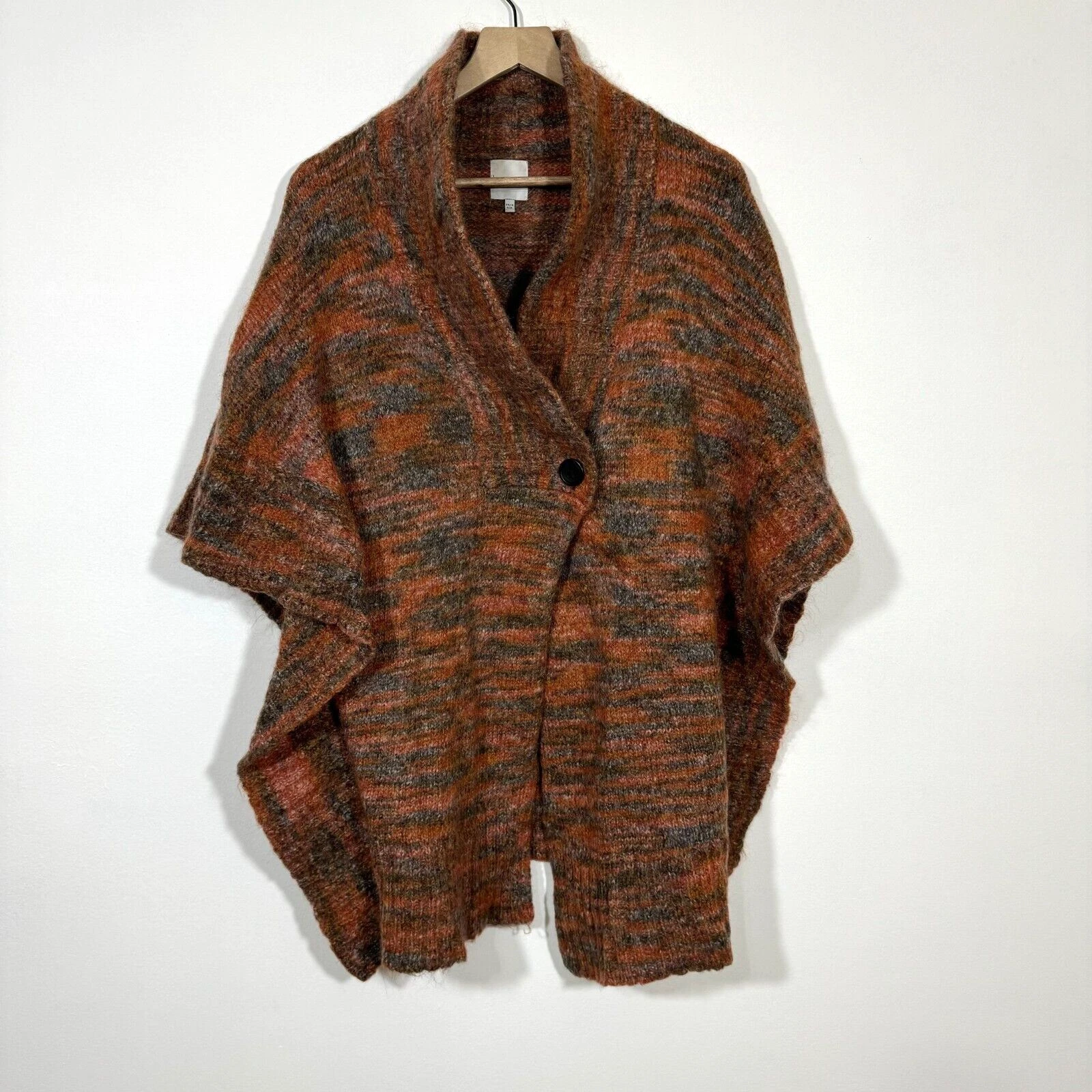 Leith Women's Wool Mohair Oversized One button Poncho Cardigan Sweater Size XS/S