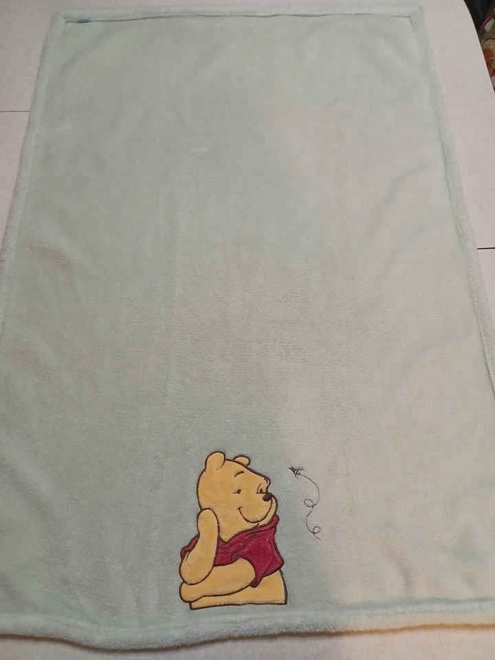 Cobertor de bebê Winnie The Pooh verde lã abelha linha infantil - Imagem 3 de 4