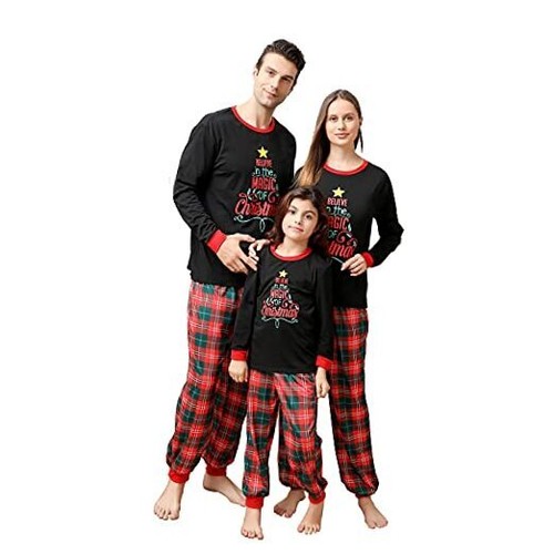 Ensembles pyjamas de Noël famille assortis, vacances 2-3T jeunesse rouge noir croyez