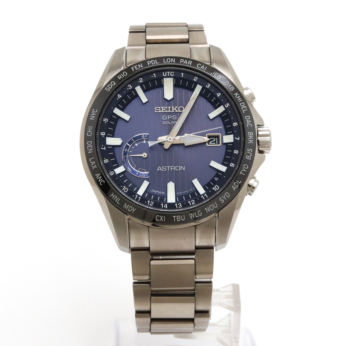 Seiko Astron SBXB159 GPS Date Ceramic St.Steel 10Bar Blue Slv 