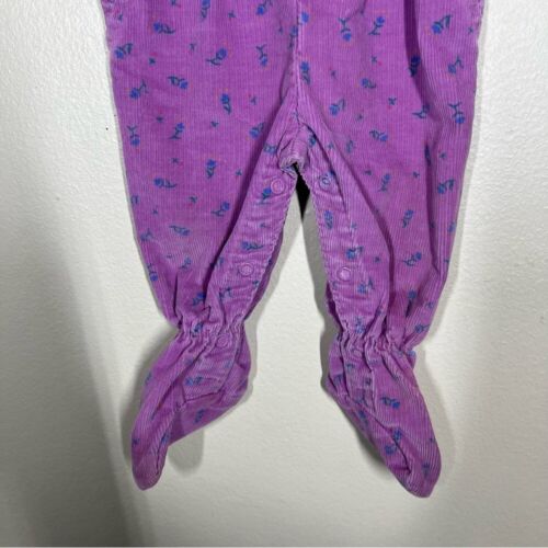 Vintage OshKosh B’Gosh One-piece Corduroy Floral Footie Overalls 3-6 Months - Picture 3 of 10