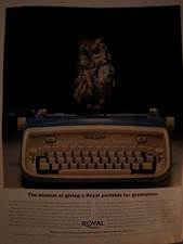 1964 Royal Electric Portable Typewriter Wisdom Graduation Owl Photo Original Ad
