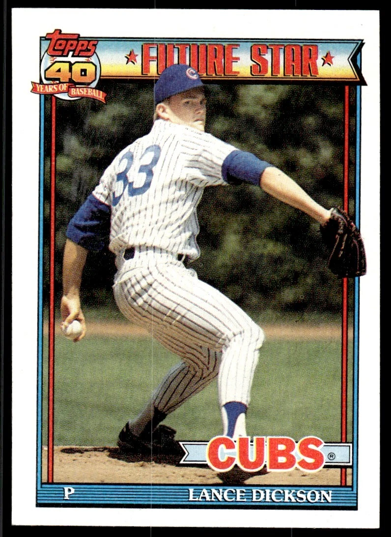1991 Topps Baseball Card Lance Dickson Rookie Chicago Cubs #114