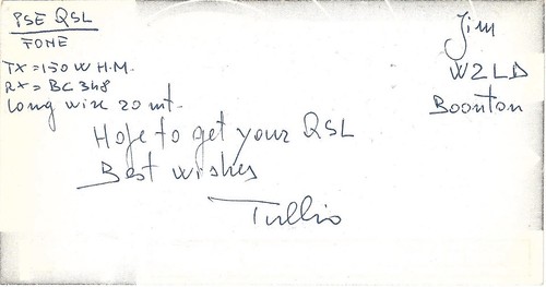 QSL Card CB HAM Radio PostCard W2LD 1957 I1TC Tulip Toscani With Message - Picture 2 of 2