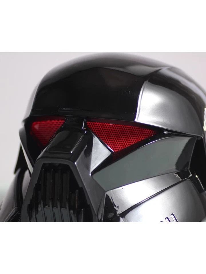 Casco de disfraces Star Wars Mandalorian Dark Trooper con ojos LED máscara de FRP utilería de fiesta Foto 3 de 4