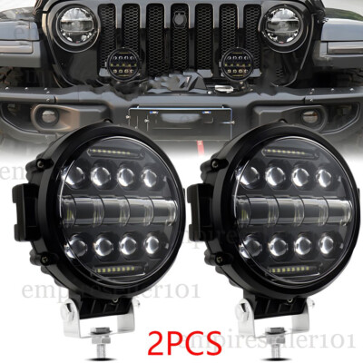 Round 7'' LED Work Light Bar Spot Offroad Truck SUV ATV Driving Bumper Fog Pods