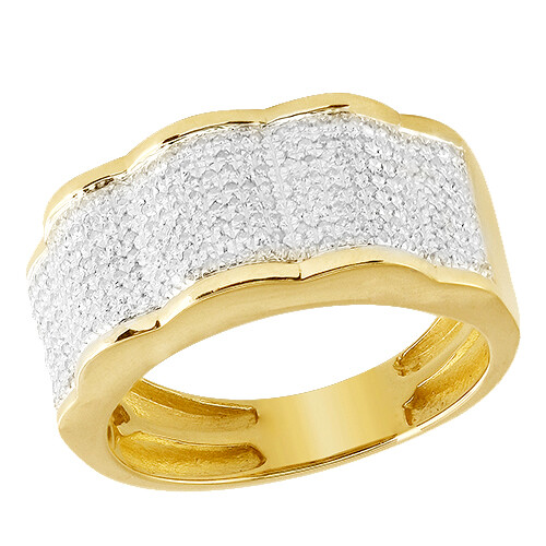 10k Yellow Gold 0.75ctw Micropave D/Cut Mens Style Ring - Picture 1 of 2