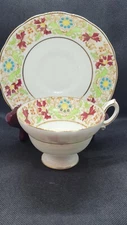 Vintage Hammersley Footed Tea Cup & Saucer Set Floral Hand Painted