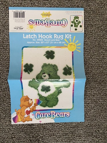 Care Bears 2004 Good Luck Bear Shamrocks Latch Hook Rug Kit Open Box 20 x27 READ
