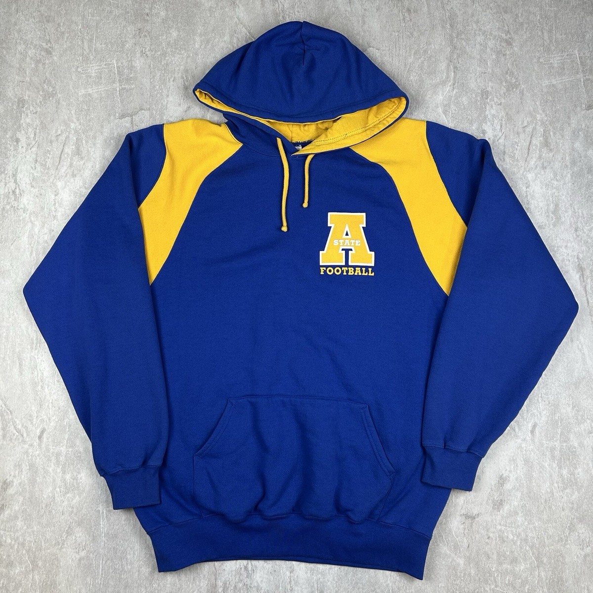 Vtg A-State Blue Yellow Hoodie Sweatshirt Badger Sport Men’s Size XL