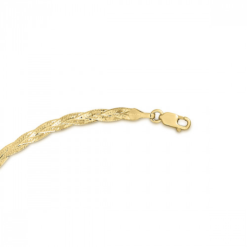 14k Yellow Gold 3.2 MM 7" Braided Flexible HERRINGBONE Chain Bracelet 1.8 Grams