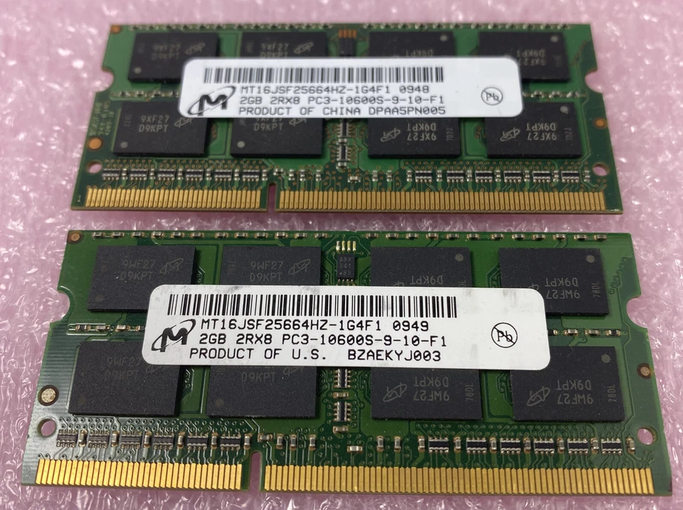 Lot( 2 ) 2GB Micron MT16JSF25664HZ-1G4F1 PC3-10600S DDR3 SO-DIMM 2Rx8 RAM - Image 2 of 4
