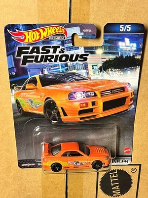 ミニカー Hot Wheels GT-R R34,80 Supra Hot Wheels Nissan SKYLINE GT-R (BNR34) Orange Supra Livery FAST