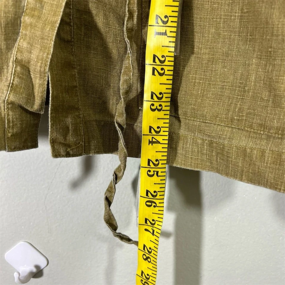 Willi Smith Women's XS Khaki Military Style Jacket Button-Up Mid-Length Linen - Image 3 of 4