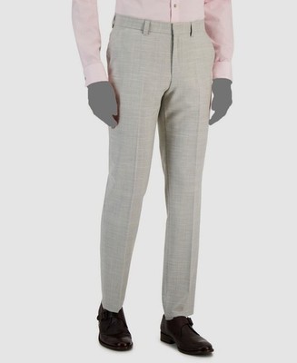 Hugo Boss Men's Gray Modern-Fit Plaid-Print Superflex Suit Pants Size 30R