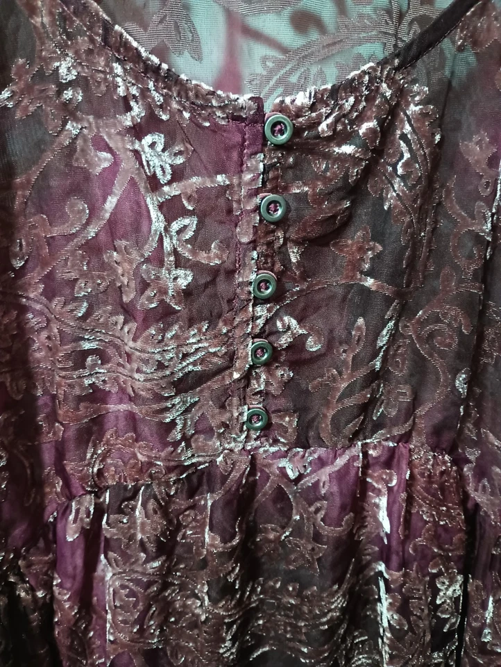 Top De Colección Y2K Knox Rose Whimsigoth Burnout Hada Grunge Bruja Terciopelo Crochet Foto 3 de 4