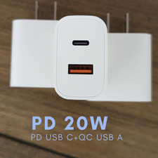 20W Dual Port QC USB A /PD Typee C Charger Adapter Fast Charger Block Cube Lot