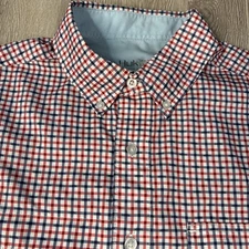 Huk Performance Fabrics Shirt Mens Button Down Shirt Blue Red White Check Medium