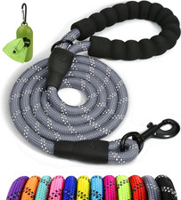Rope Dog Leash 5 FT with Comfortable Padded Handle, Highly Reflective Threads Le