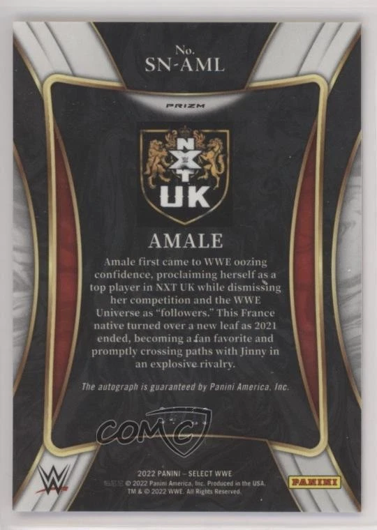 2022 Panini Select WWE Signature Selections Gold Prizm /10 Amale Rookie Auto RC - Image 2 of 2