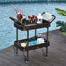 Outsunny 2-Tier Food and Serving Cart w/ Work Area, Great for Parties or Utility