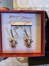 BETSY JOHNSON REINDEER SHEPHARD HOOK EARRINGS NEW IN BOX CHRISTMAS