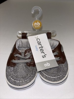 New Carter's Baby Brown And Gray Loafers Slip On Baby Boy Crib Shoes Newborn