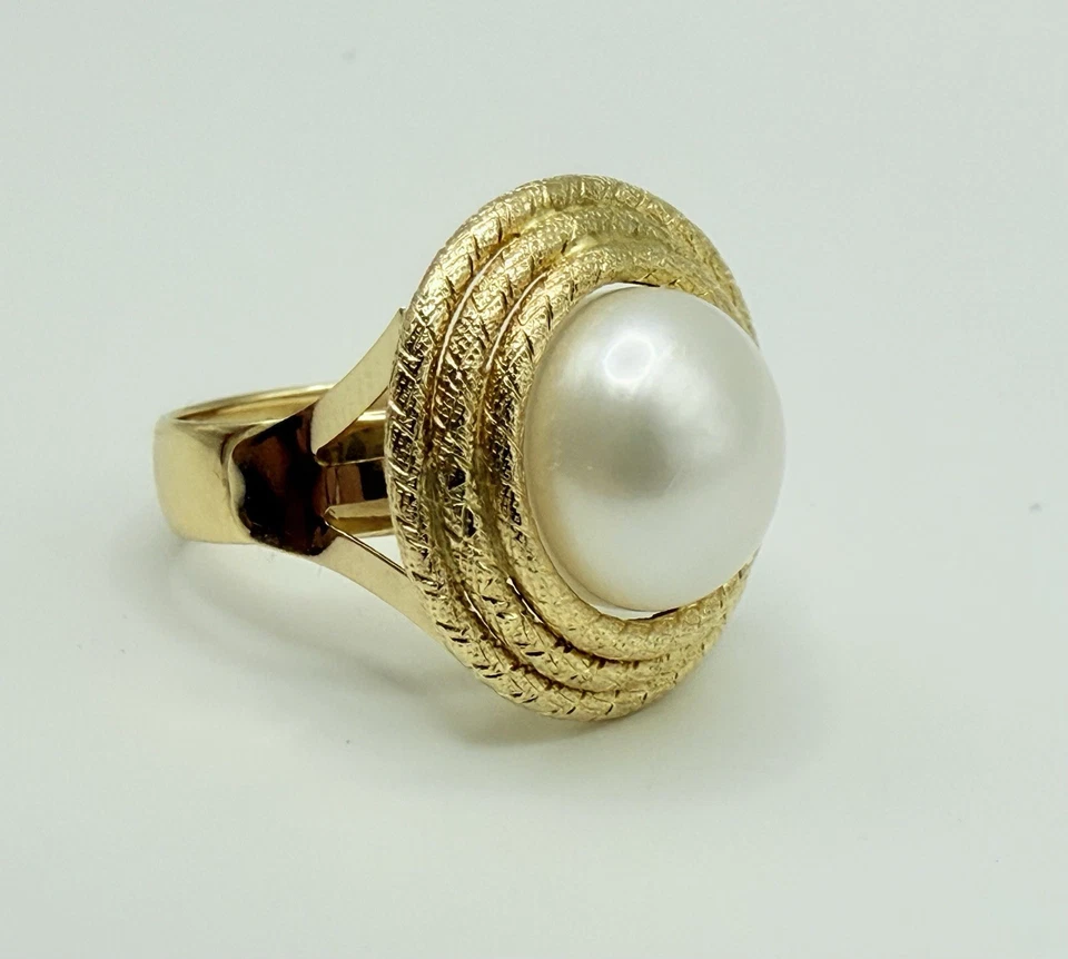 Anillo Honora Oro 14k Perlas Cultivadas Talla 6 Hecho en Italia Foto 4 de 4